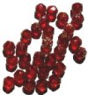 30 8mm Triangle Faceted Red with Antique Gold Coated Ends